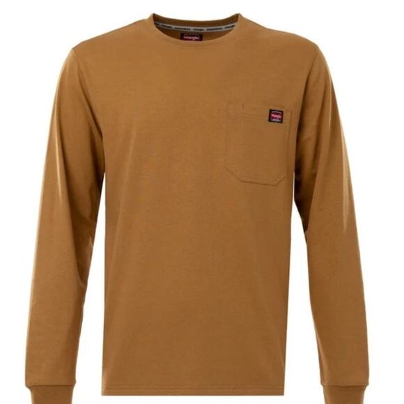 Wrangler Men's Long-Sleeve Heavyweight Workwear Pocket Crew T-Shirt - Picture 1 of 5